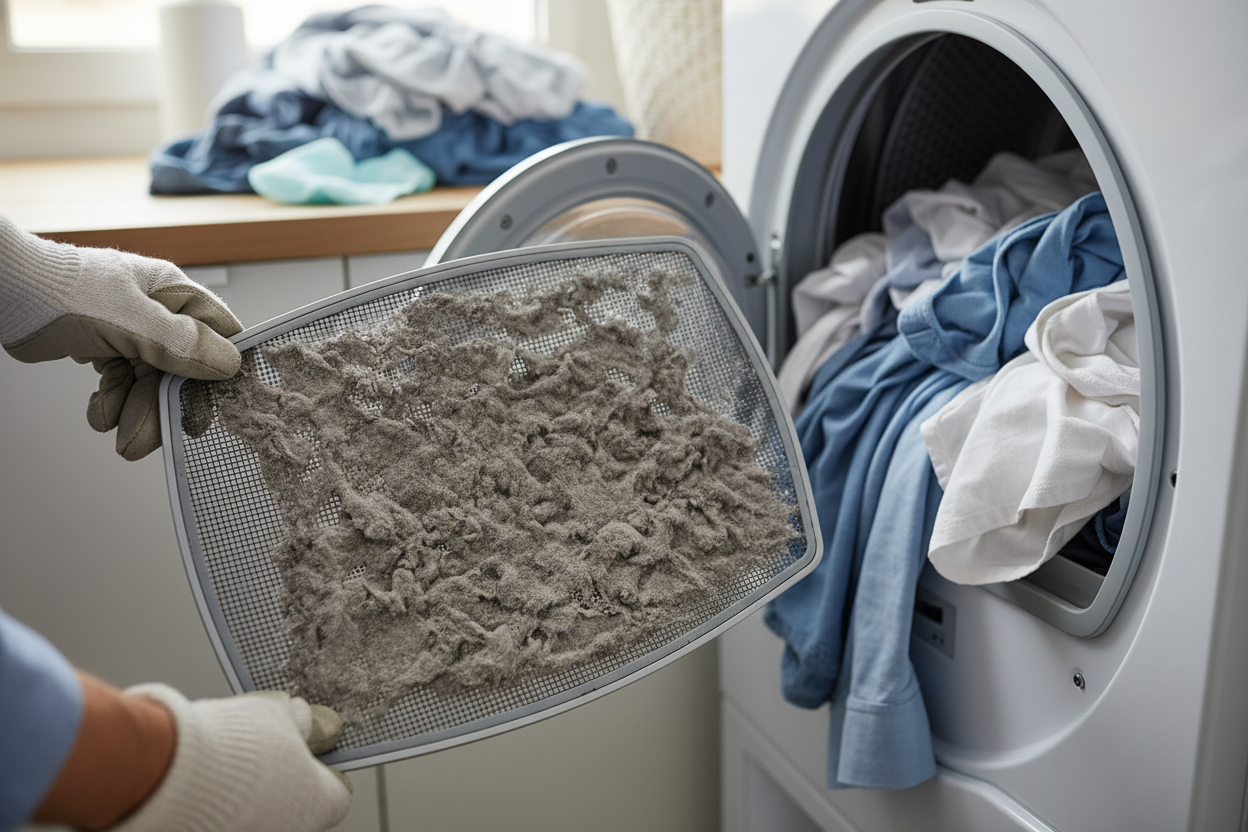 Problem photo – Are your clothes still damp after a full dryer cycle, or taking unusually long to dry? Learn to pinpoint the common reasons for poor dryer performance and easy fixes to get your laundry perfectly dry again.