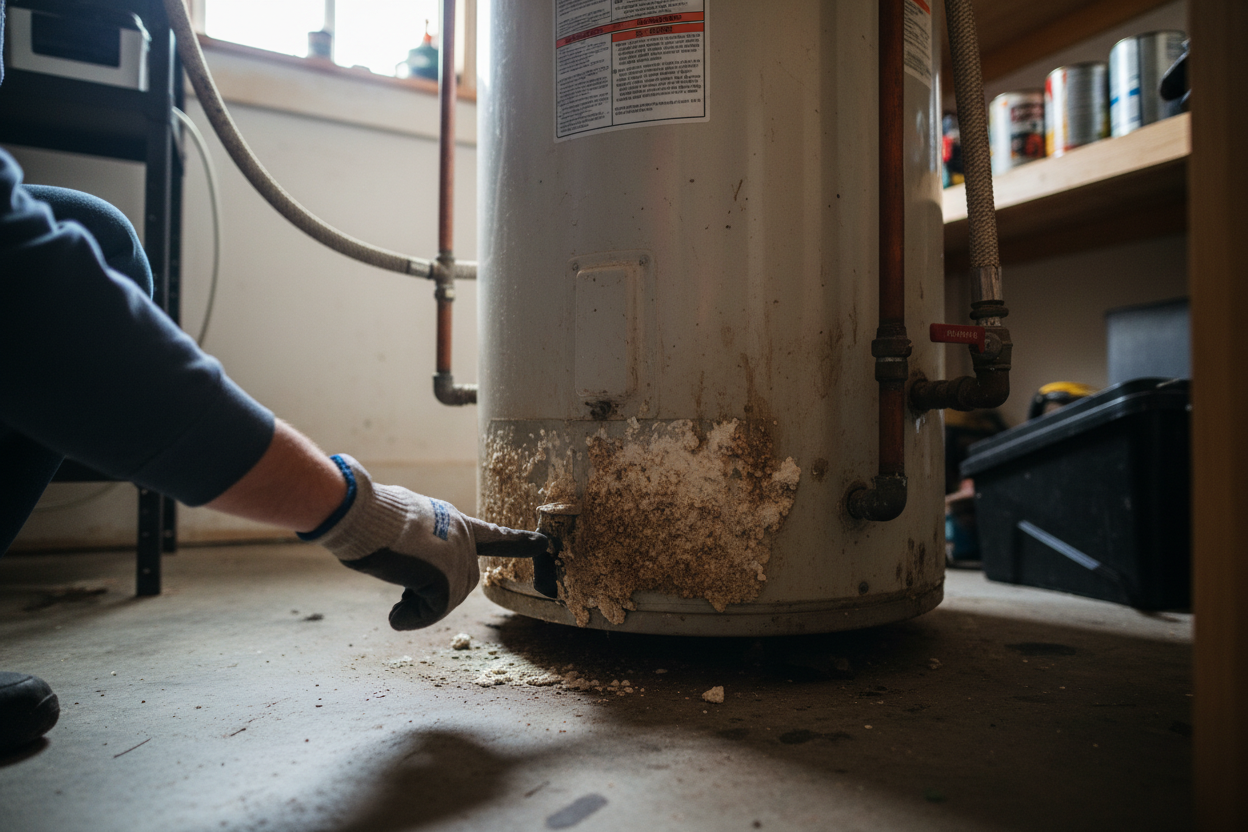Problem photo – Is your water heater growling or popping like an angry beast? Understand what these unsettling sounds signal and how to quickly check for common culprits before they escalate into bigger problems.