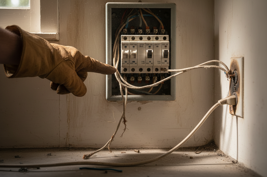 Problem photo – Repeatedly tripping breaker (overload, faulty appliance, wiring warning signs)