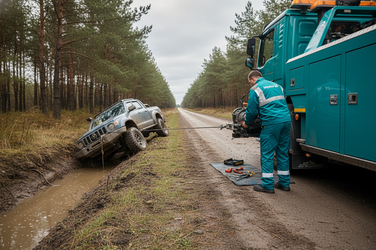 Truck Winch Recovery (Off-Road Shoulder / Ditch)